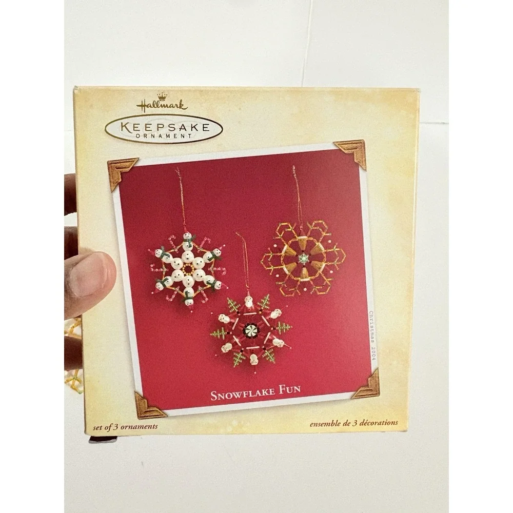 Hallmark Keepsake 2004 Snowflake Fun‎ New Hallmark Set of 3 Beaded Ornaments